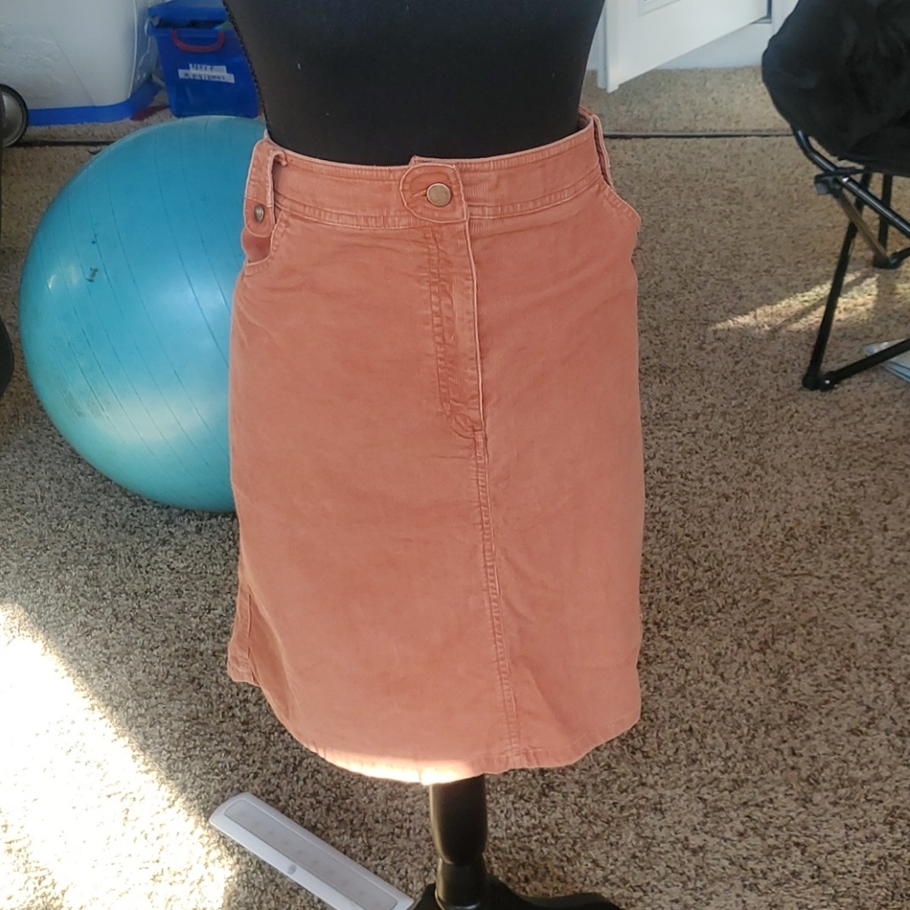 Terra cotta corduroy talbots skirt